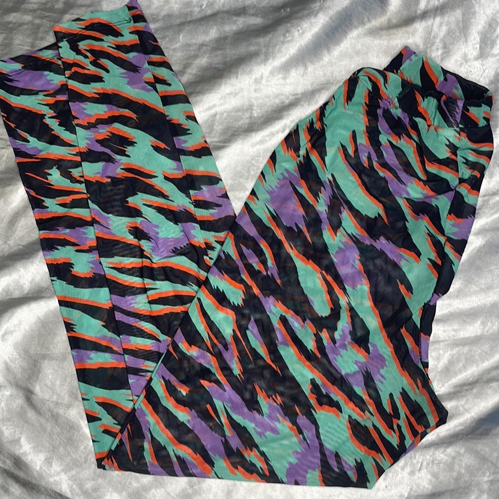 ASOS Multicolored Mesh Tiger Leggings Size 8